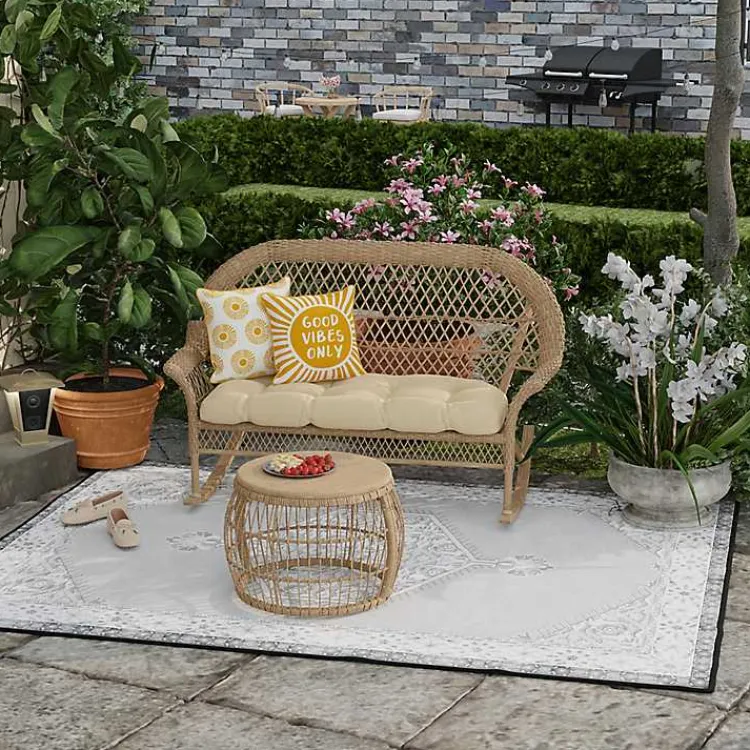 Outdoor Cushions & Pillows-Kirklands Home Gold Good Vibes Only Sunny Outdoor Pillow