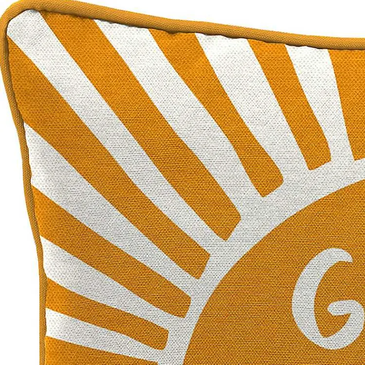 Outdoor Cushions & Pillows-Kirklands Home Gold Good Vibes Only Sunny Outdoor Pillow