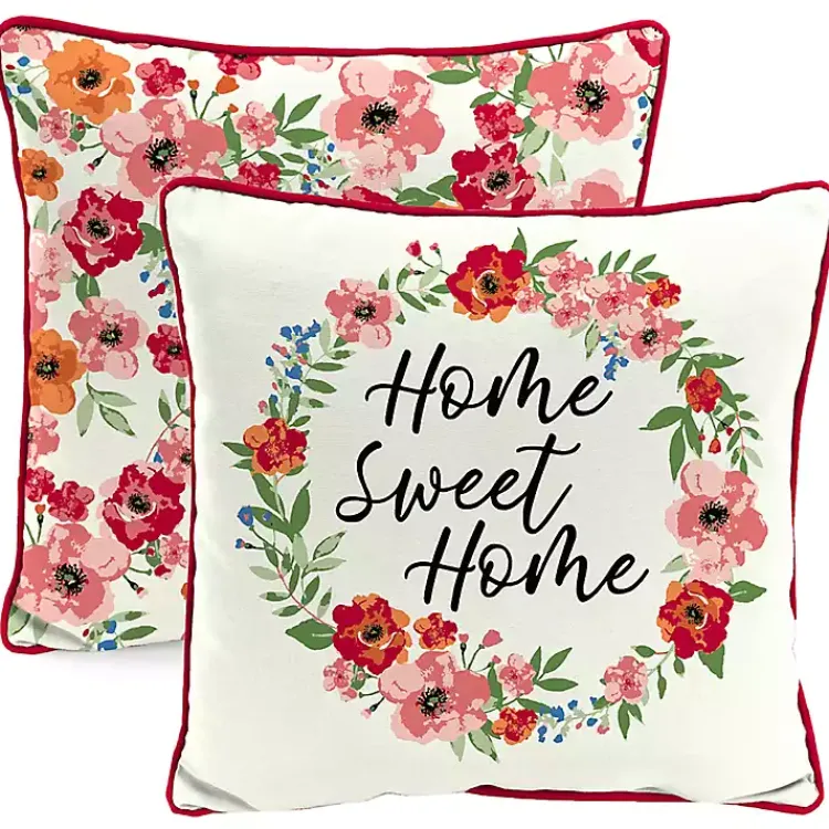 Outdoor Cushions & Pillows-Kirklands Home Floral Home Sweet Home Outdoor Pillow