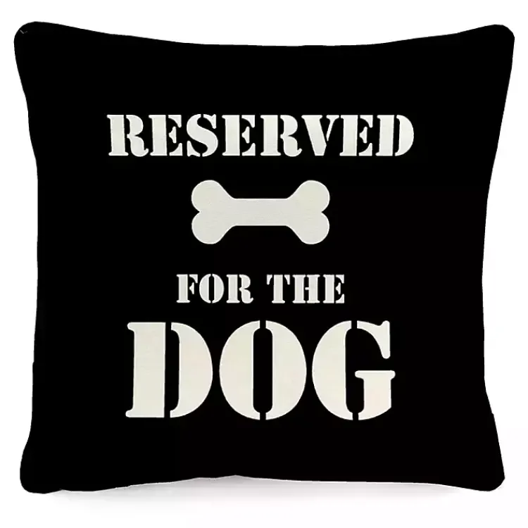 Outdoor Cushions & Pillows-Kirklands Home Black Reserved for the Dog Outdoor Pillow