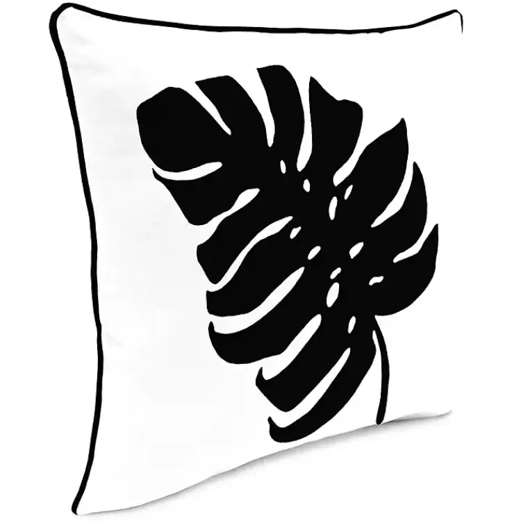 Outdoor Cushions & Pillows-Kirklands Home Black and White Palm Leaf Outdoor Pillow