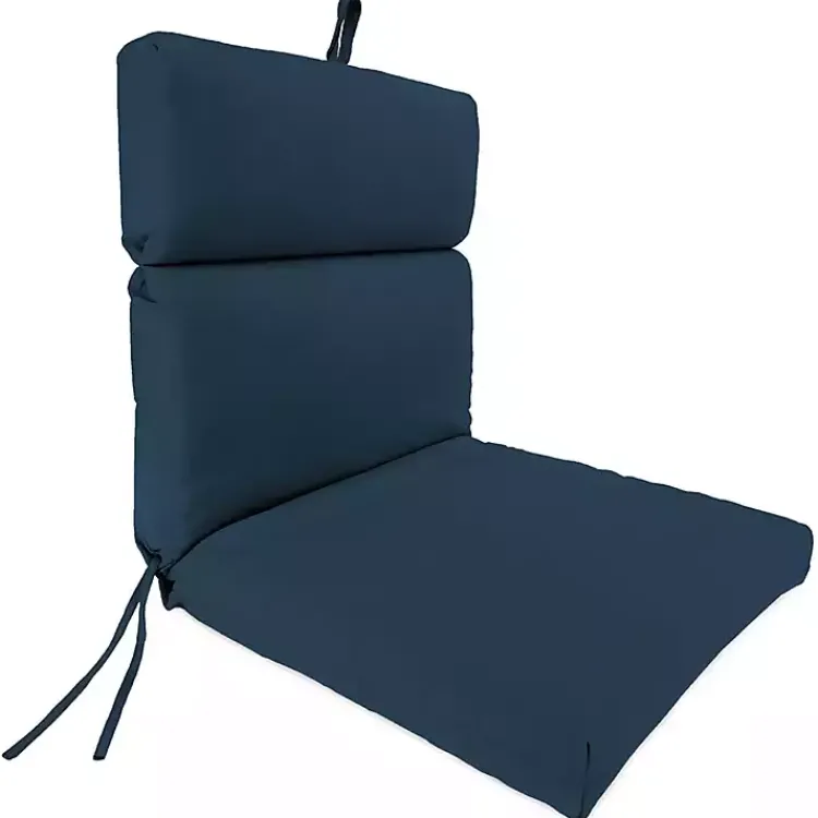 Outdoor Cushions & Pillows-Kirklands Home Indigo Canvas French Edge Outdoor Chair Cushion Blue