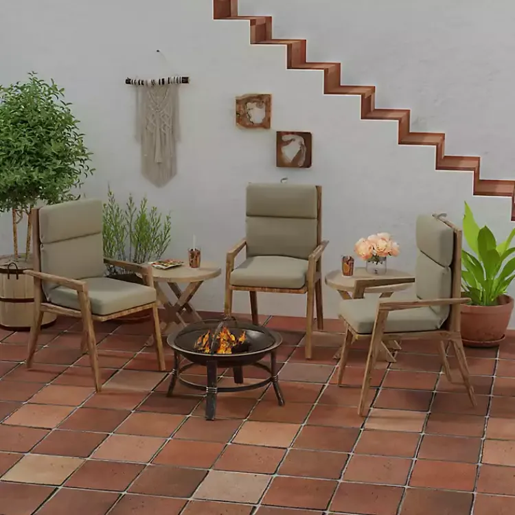 Outdoor Cushions & Pillows-Kirklands Home Taupe Canvas French Edge Outdoor Chair Cushion Tan