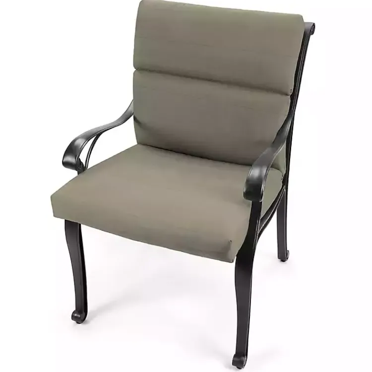 Outdoor Cushions & Pillows-Kirklands Home Taupe Canvas French Edge Outdoor Chair Cushion Tan