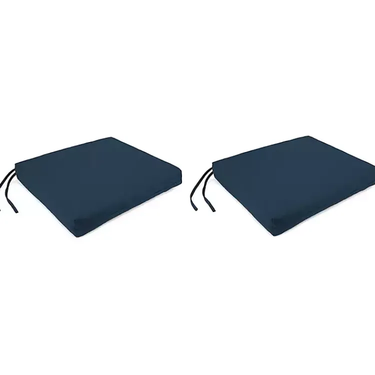 Outdoor Cushions & Pillows-Kirklands Home Navy French Edge Outdoor Chair Cushions, Set of 2 Blue