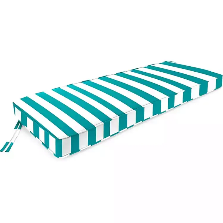 Outdoor Cushions & Pillows-Kirklands Home Turquoise Striped Outdoor Settee Cushion