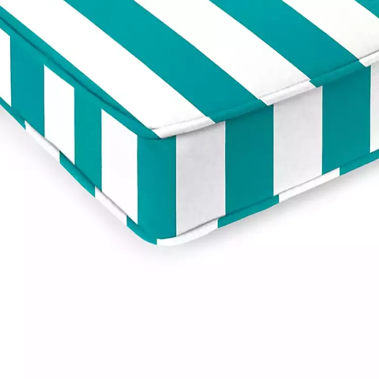 Outdoor Cushions & Pillows-Kirklands Home Turquoise Striped Outdoor Settee Cushion