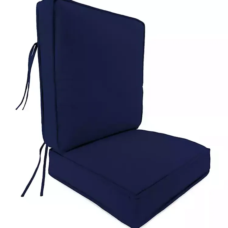Outdoor Cushions & Pillows-Kirklands Home Solid Navy Outdoor Deep Seat Cushion Blue