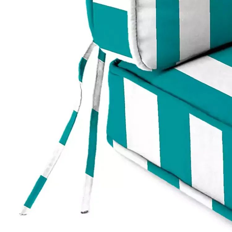 Outdoor Cushions & Pillows-Kirklands Home Turquoise Striped Outdoor Deep Seat Cushion