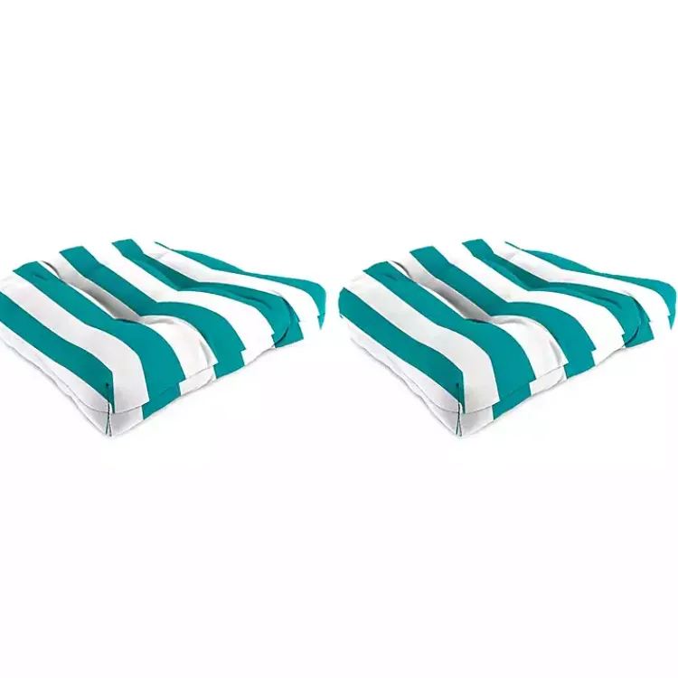 Outdoor Cushions & Pillows-Kirklands Home Turquoise Stripes Outdoor Chair Cushions, Set of 2 Blue