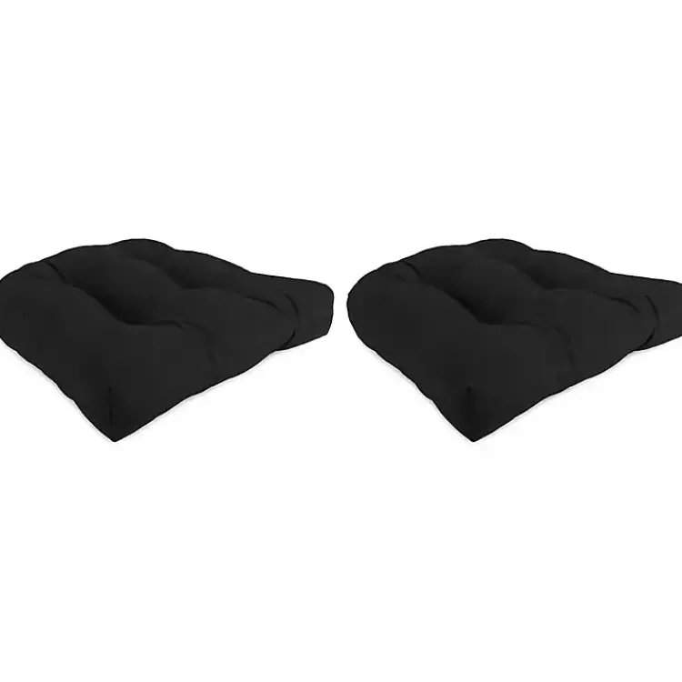 Outdoor Cushions & Pillows-Kirklands Home Tufted Outdoor Chair Cushions, Set of 2 Black
