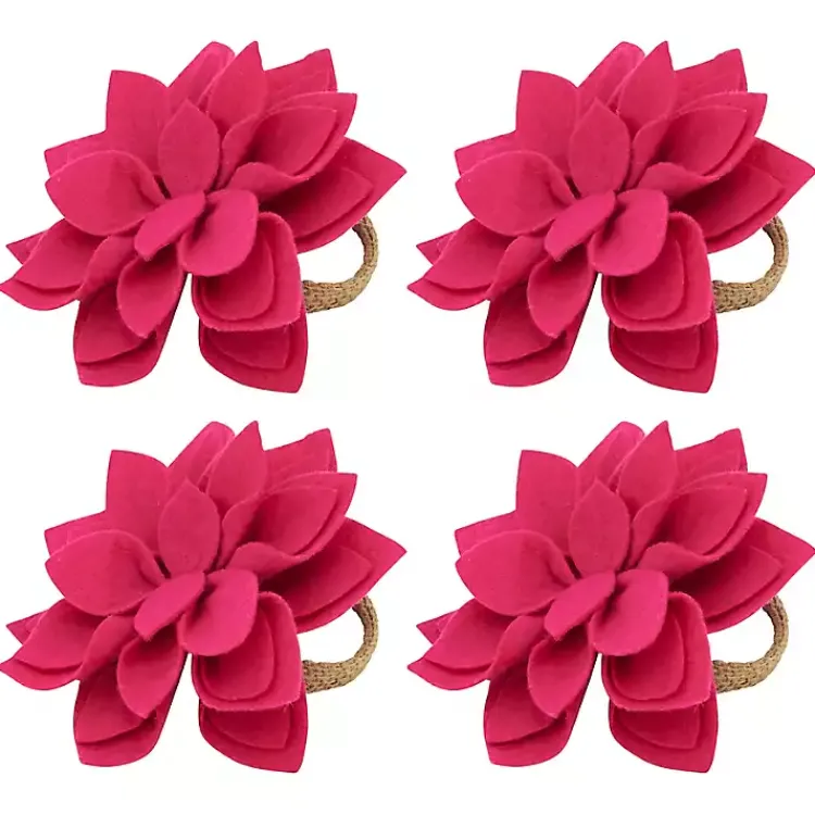 Table Linens-Kirklands Home Blossom Napkin Rings, Set of 4 Pink