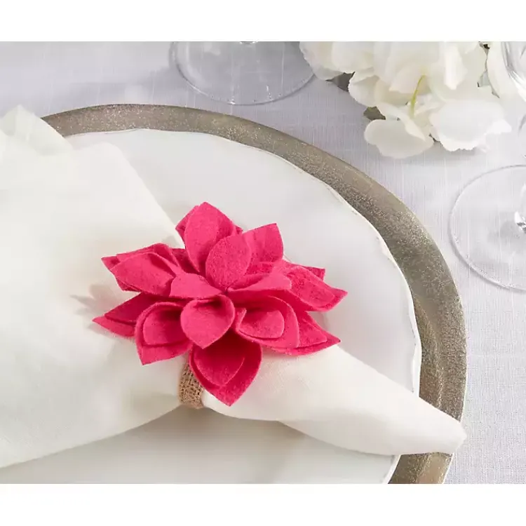 Table Linens-Kirklands Home Blossom Napkin Rings, Set of 4 Pink