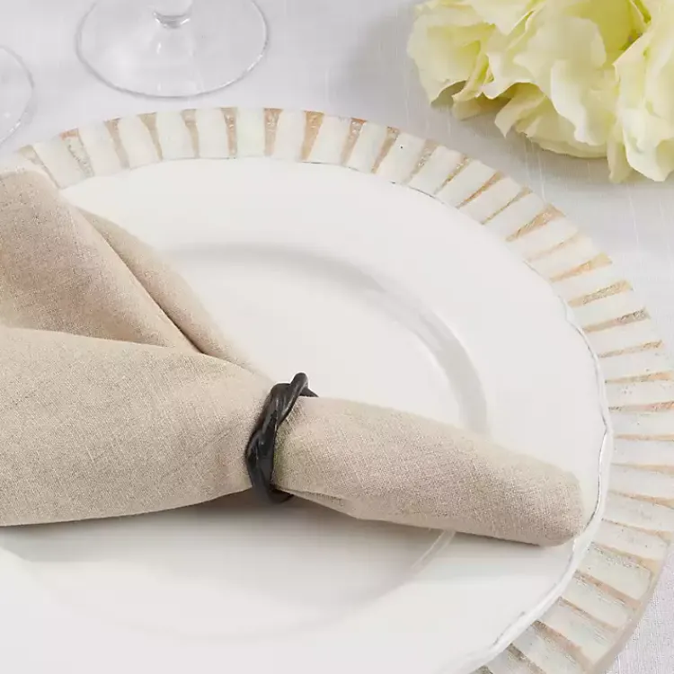 Table Linens-Kirklands Home Resin Twisted Napkin Rings, Set of 4 Black