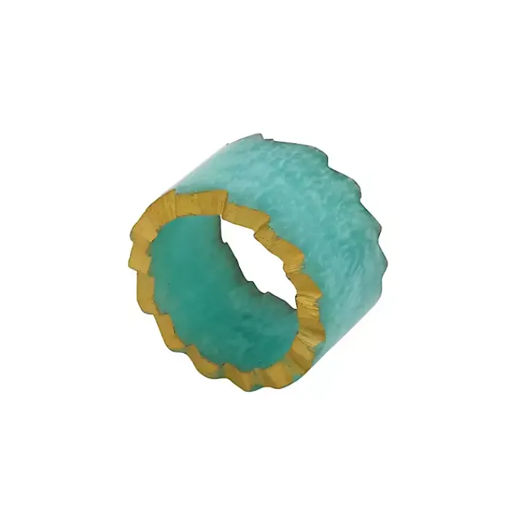 Table Linens-Kirklands Home Teal Geode Artistry Napkin Rings, Set of 4 Blue