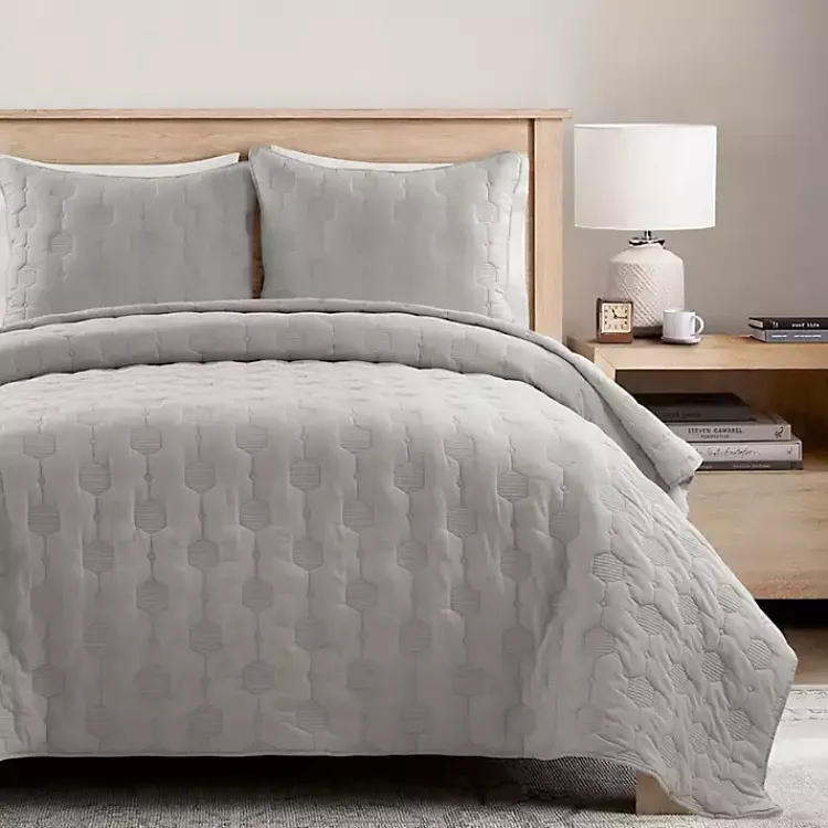 Quilts-Kirklands Home Hexagon Honeycomb 3-pc. Full/Queen Quilt Set Gray