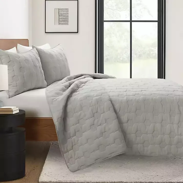 Quilts-Kirklands Home Hexagon Honeycomb 3-pc. Full/Queen Quilt Set Gray