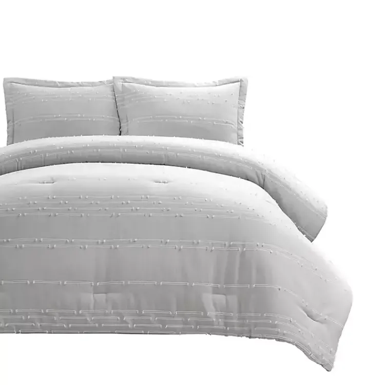 Comforters-Kirklands Home Clipped Stripe 3-pc. Full/Queen Comforter Set Gray