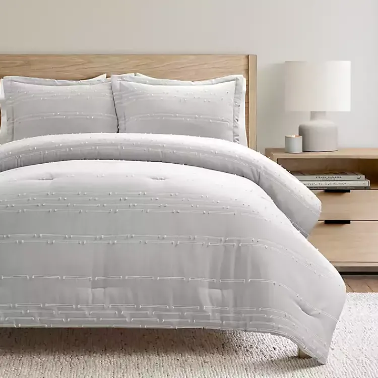 Comforters-Kirklands Home Clipped Stripe 3-pc. Cali King Comforter Set Gray