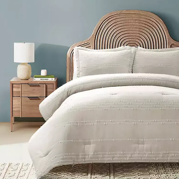 Comforters-Kirklands Home Clipped Stripe 3-pc. Full/Queen Comforter Set Tan
