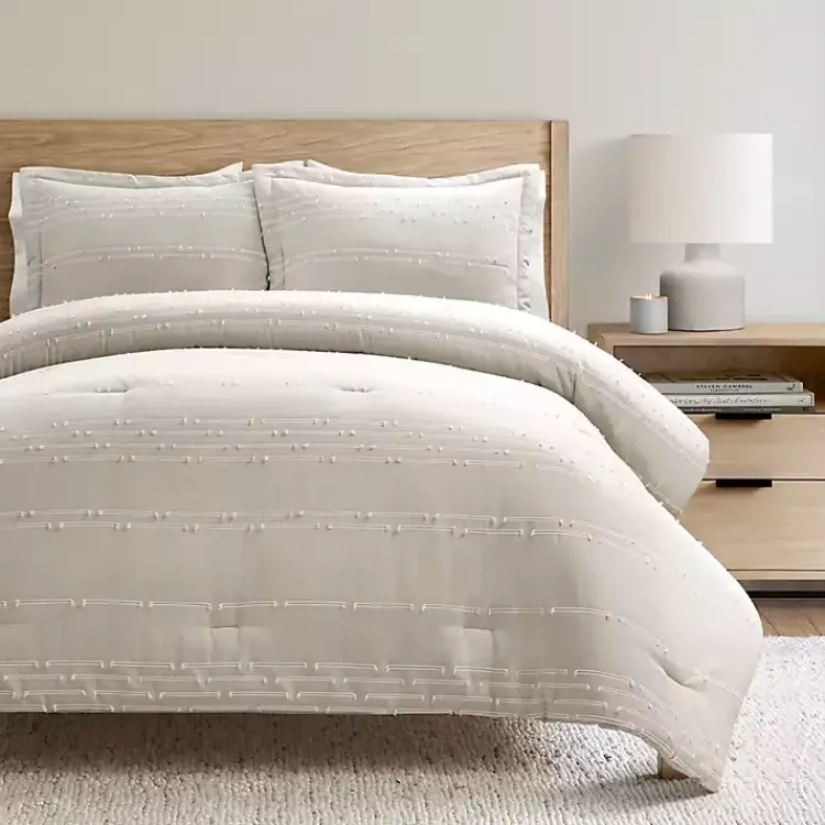 Comforters-Kirklands Home Clipped Stripe 3-pc. Full/Queen Comforter Set Tan