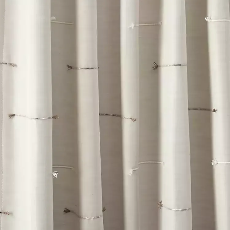 Curtains & Drapes-Kirklands Home Neutral Clipped Stripe Curtain Panel Set, 84 in. Tan