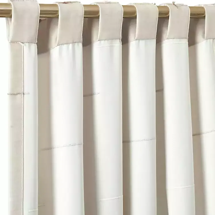 Curtains & Drapes-Kirklands Home Neutral Clipped Stripe Curtain Panel Set, 84 in. Tan