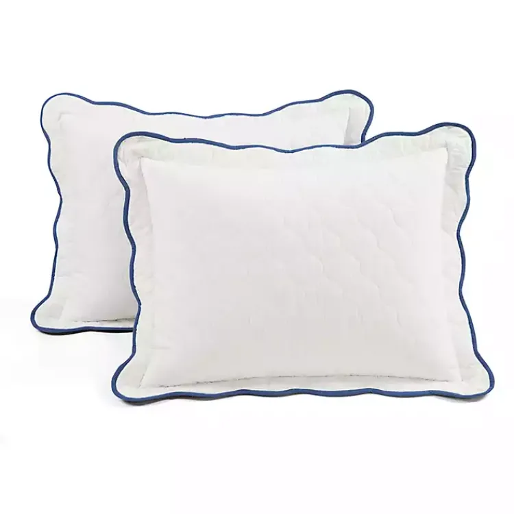 Quilts-Kirklands Home White and Navy Scallop 3-pc. Full/Queen Quilt Set