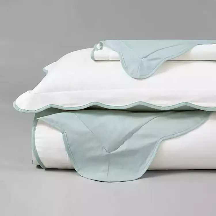 Duvets-Kirklands Home Blue Scallop Edge 3-pc. King Duvet Cover Set