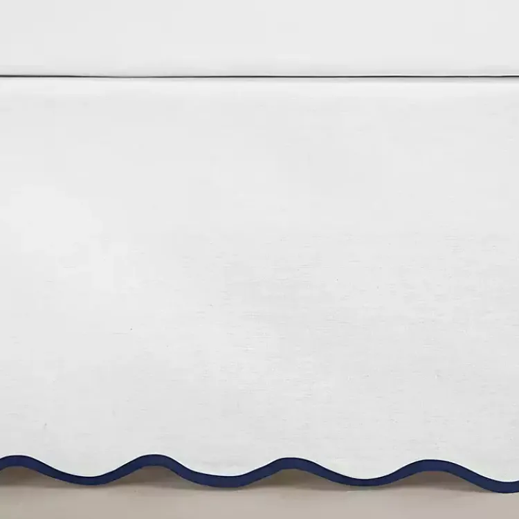 Bedding Essentials-Kirklands Home White Navy Scalloped Coastal King Bed Skirt