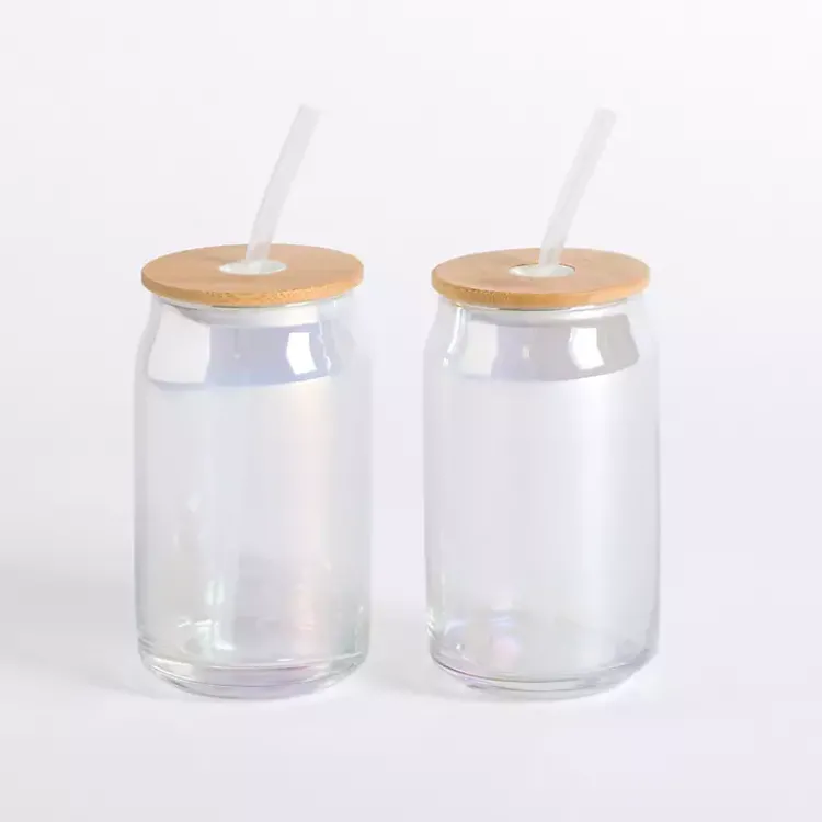 Glassware & Drinkware-Kirklands Home Glass Can Tumblers, Set of 2 Clear