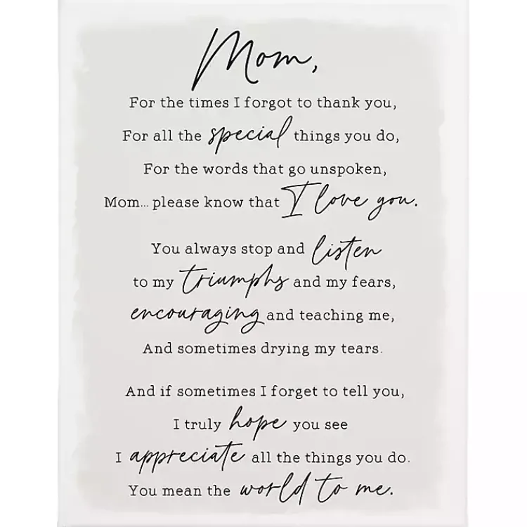 Wall Quotes & Signs-Kirklands Home Message to Mom Canvas Wall Plaque Gray