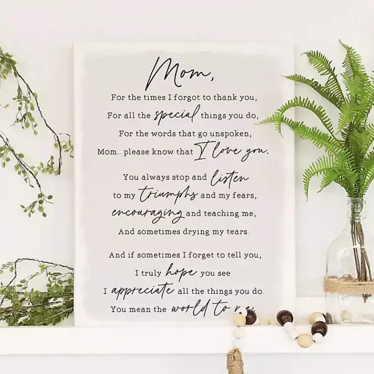 Wall Quotes & Signs-Kirklands Home Message to Mom Canvas Wall Plaque Gray