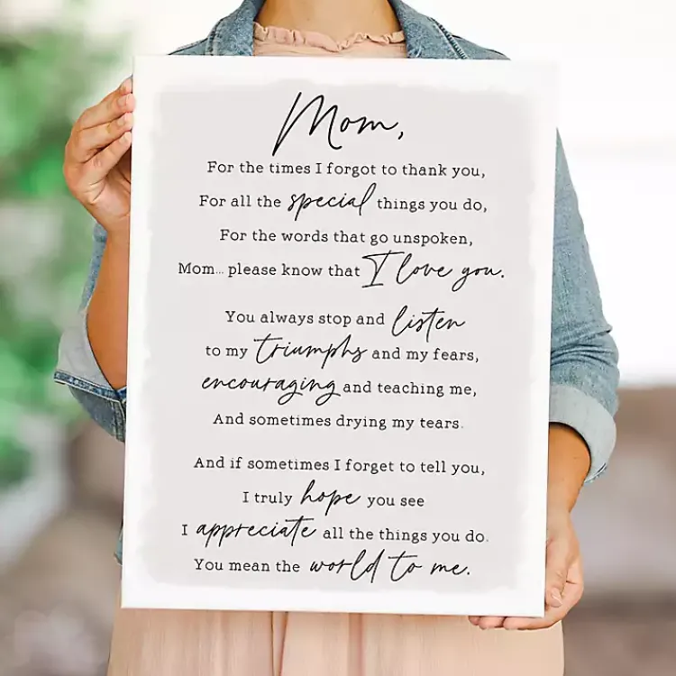Wall Quotes & Signs-Kirklands Home Message to Mom Canvas Wall Plaque Gray