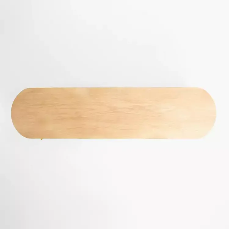 Coffee Tables-Kirklands Home Oval Ribbed Sliding Doors Coffee Table Tan