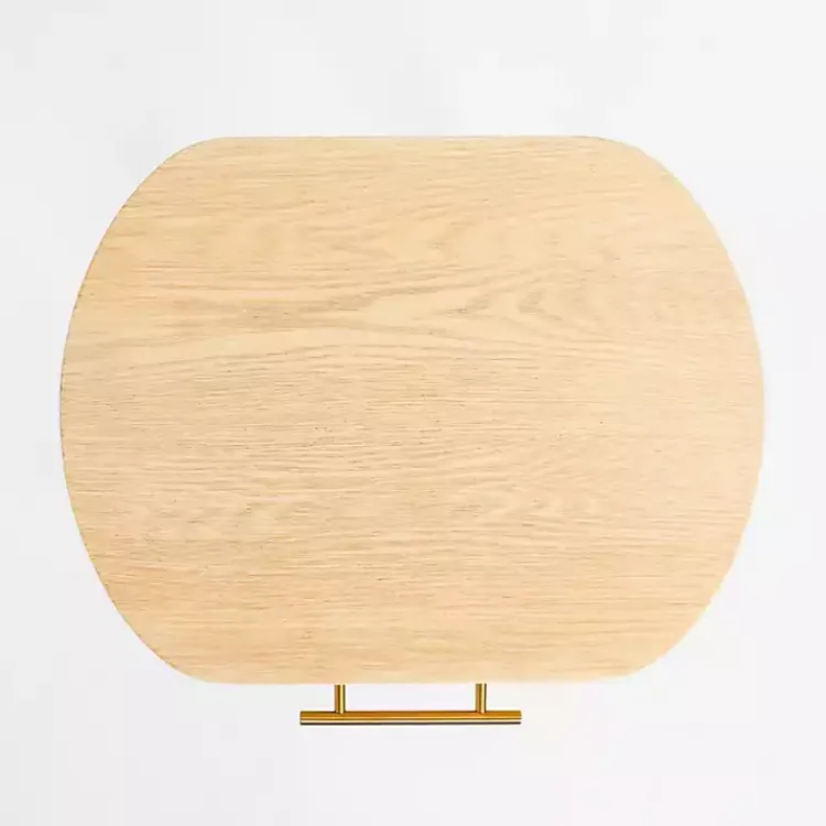 Accent & End Tables-Kirklands Home Oval Ribbed Single Drawer Accent Table Tan