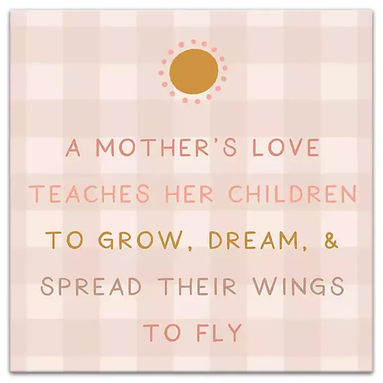 Wall Quotes & Signs-Kirklands Home Checkered A Mother's Love Canvas Art Print Pink