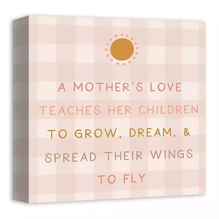 Wall Quotes & Signs-Kirklands Home Checkered A Mother's Love Canvas Art Print Pink