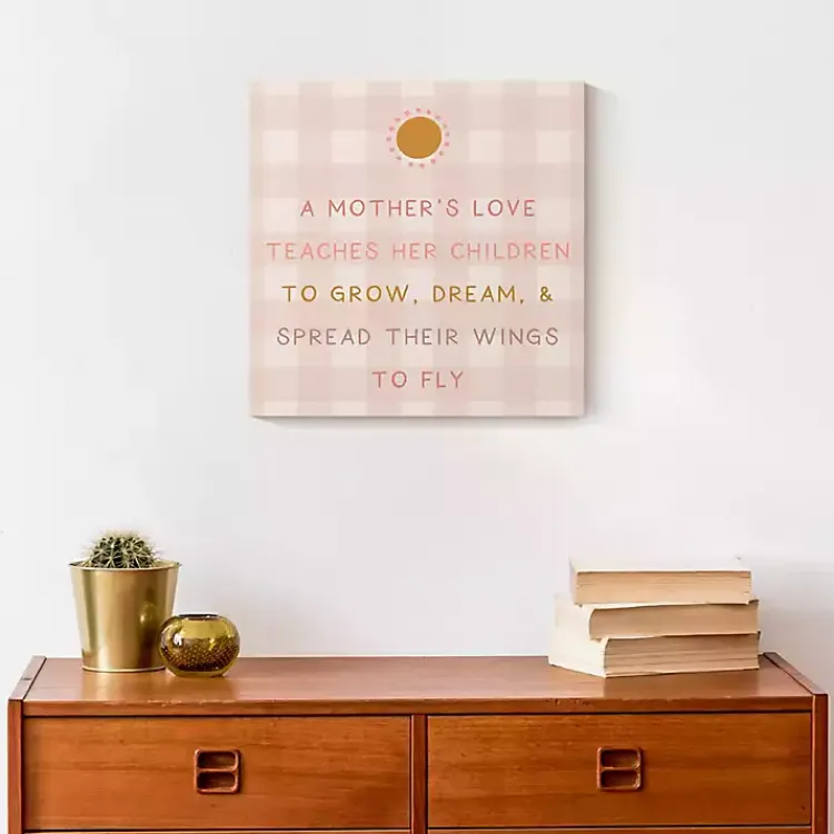 Wall Quotes & Signs-Kirklands Home Checkered A Mother's Love Canvas Art Print Pink