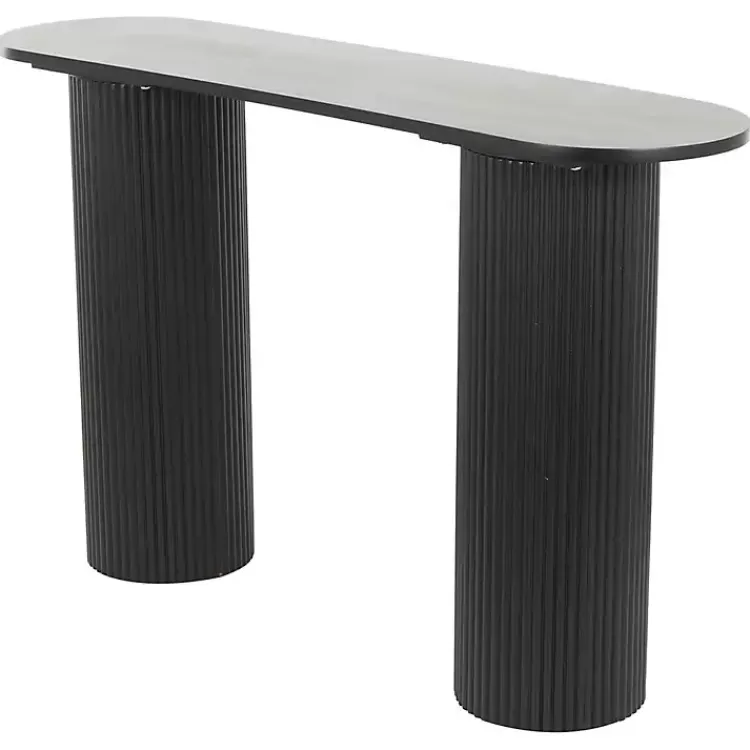 Console Tables-Kirklands Home Ribbed Pillars Console Table Black