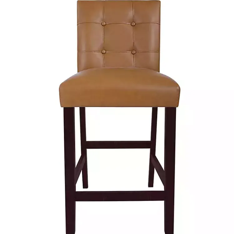 Bar Stools & Counter Height Stools-Kirklands Home Camel Faux Leather Jeremy Counter Stools, Set of 2 Brown