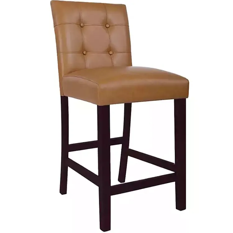 Bar Stools & Counter Height Stools-Kirklands Home Camel Faux Leather Jeremy Counter Stools, Set of 2 Brown