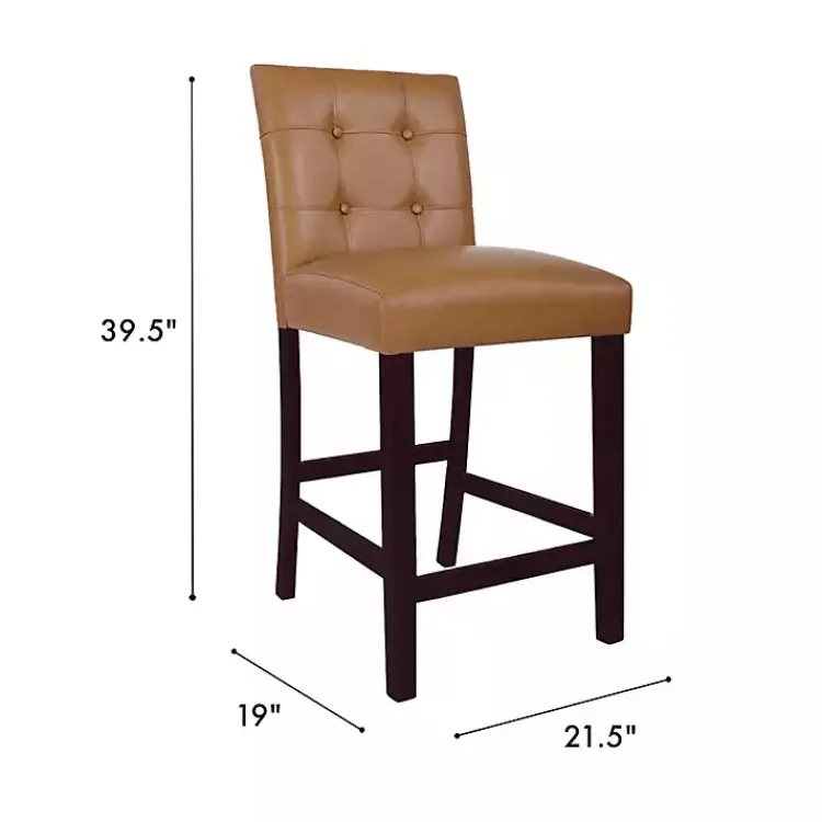 Bar Stools & Counter Height Stools-Kirklands Home Camel Faux Leather Jeremy Counter Stools, Set of 2 Brown