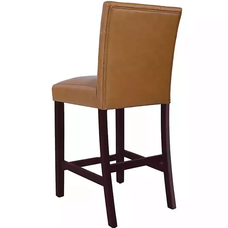 Bar Stools & Counter Height Stools-Kirklands Home Camel Faux Leather Jeremy Counter Stools, Set of 2 Brown