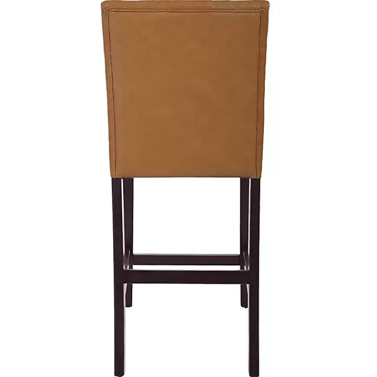 Bar Stools & Counter Height Stools-Kirklands Home Camel Faux Leather Jeremy Counter Stools, Set of 2 Brown
