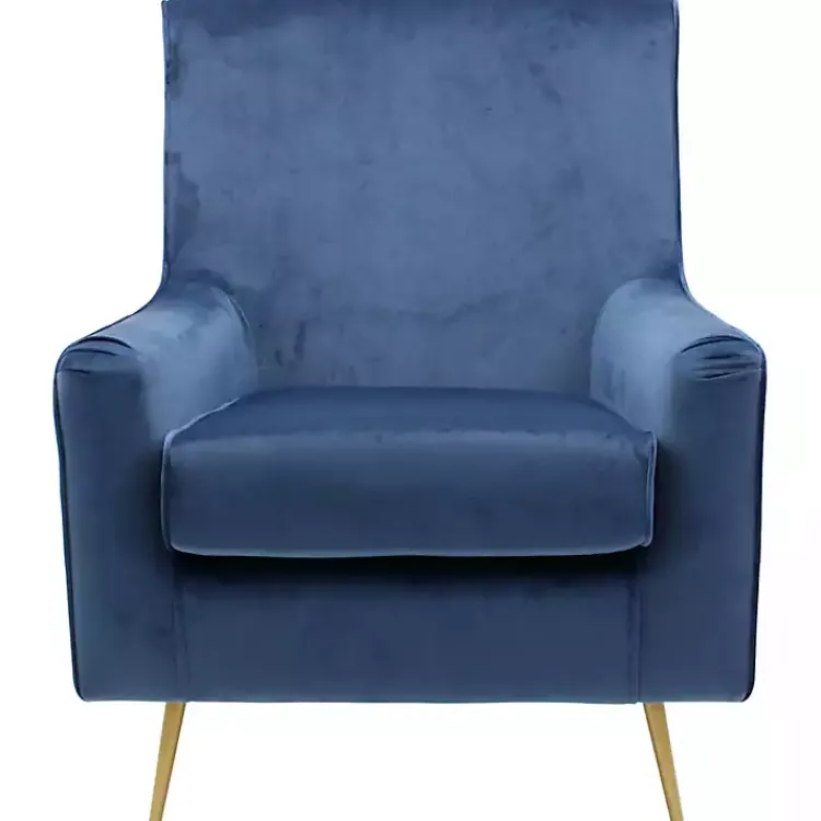 Accent Chairs-Kirklands Home Parisian Velvet Lana Accent Chair Blue