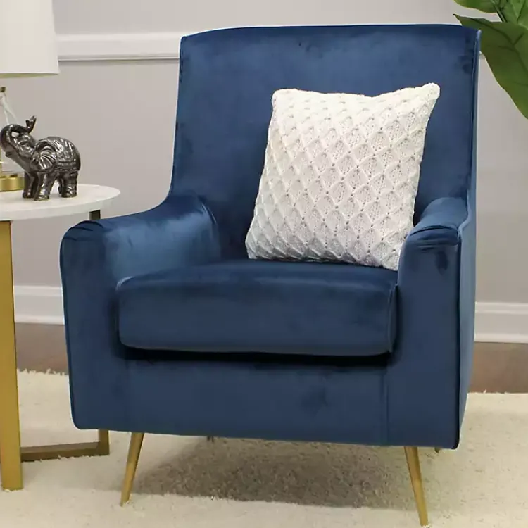 Accent Chairs-Kirklands Home Parisian Velvet Lana Accent Chair Blue