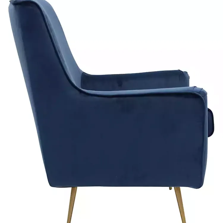 Accent Chairs-Kirklands Home Parisian Velvet Lana Accent Chair Blue