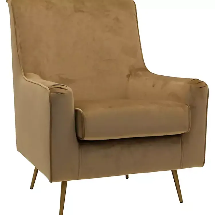 Accent Chairs-Kirklands Home Velvet Lana Accent Chair Tan