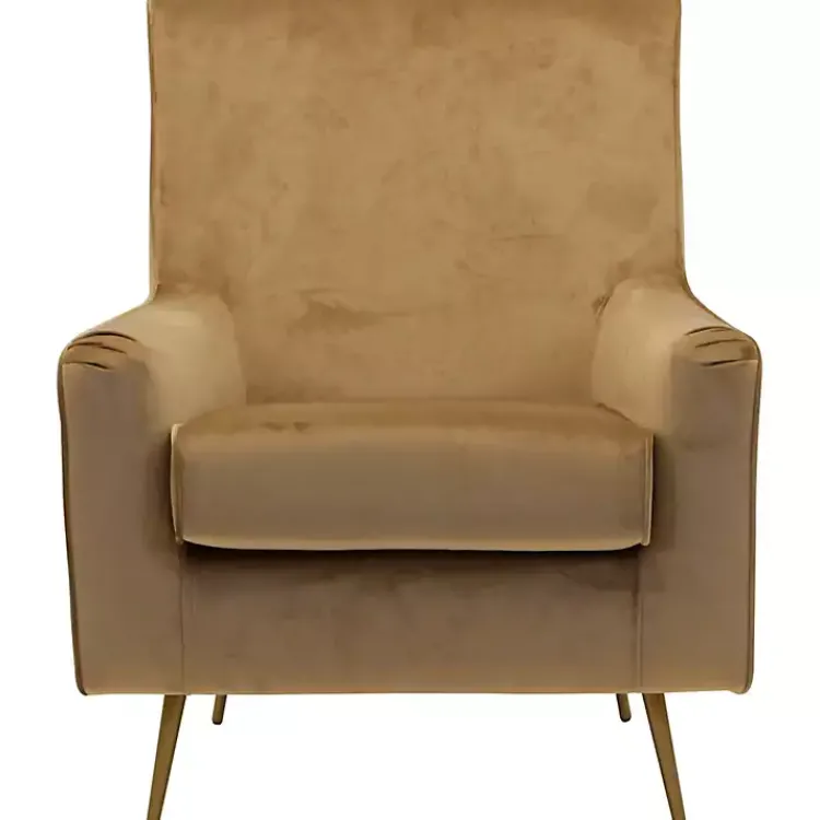 Accent Chairs-Kirklands Home Velvet Lana Accent Chair Tan